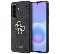 CG MOBILE Guess Custodia in pelle 4G con logo in metallo per Samsung Galaxy A37 (nero)