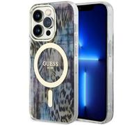 Custodia Guess Leopard MagSafe per iPhone 14 Pro, blu - Nouvo