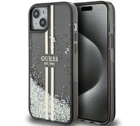 Custodia Guess Liquid Glitter Oro Nero per iPhone 15 Plus