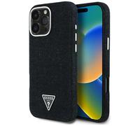 Custodia Guess Denim Triangle Logo MagSafe per iPhone 16 Pro Max nera - Nouvo
