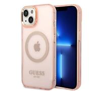 Custodia Guess MagSafe per iPhone 14 Plus, oro trasparente, rosa
