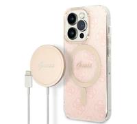 Guess Bundle Pack Custodia 4G per Magsafe Rosa Oro - iPhone 14 Pro