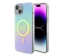 Custodia Guess Iridescent IML MagSafe per iPhone 14/15 Plus, turchese - Nouvo