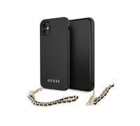 Custodia Guess per iPhone 11, nera - Catena saffiano