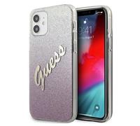 Custodia Guess per iPhone 12 mini con glitter sfumati rosa