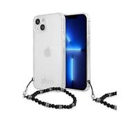 Custodia Guess per iPhone 13 Mini, trasparente - cinturino nero perlato