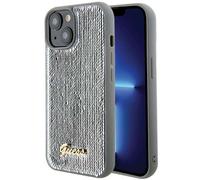 Custodia Guess per iPhone 15 6,1 argento custodia rigida Sequin Script Metal - Nouvo