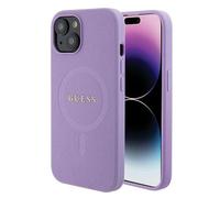 Custodia Guess per iPhone 15 6,1 viola custodia rigida Saffiano MagSafe - Nouvo