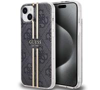 Custodia Guess per iPhone 15 Plus 6,7 nera custodia rigida IML 4G Gold Stripe - Nouvo