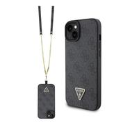 Custodia Guess per iPhone 15 Plus, nera - Crossbody 4G Metal Logo