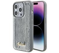 Custodia Guess per iPhone 15 Pro Max 6,7 argento Custodia rigida Sequin Script Metal - Nouvo