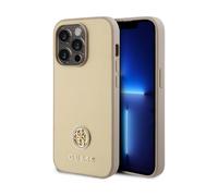 Custodia Guess per iPhone 15 Pro Max, oro - Logo 4G in metallo con strass