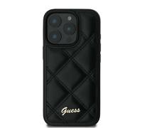 Custodia Guess per iPhone 16 6.1 nero custodia rigida Quiled Metal Logo - Nouvo