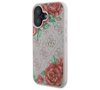 Custodia Guess per iPhone 16 6.1 rosa Custodia rigida 4G Fiori Stampa MagSafe - Nouvo