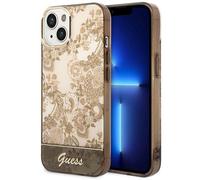 Custodia Guess Porcelain Collection color ocra per iPhone 14 Plus