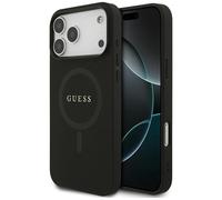 Custodia Guess Saffiano Classic Logo MagSafe per iPhone 17 Pro Max, nera.