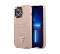 Custodia Guess Saffiano con logo a triangolo, rosa - iPhone 13 Pro Max