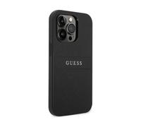 Custodia Guess Saffiano Metal Logo Stripes Nero - iPhone 14 Pro