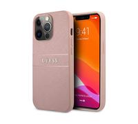Custodia Guess Saffiano Metal Logo Stripes Pink - iPhone 13 Pro Max