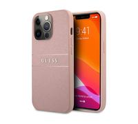 Custodia Guess Saffiano Metal Logo Stripes Rosa - iPhone 13 Pro