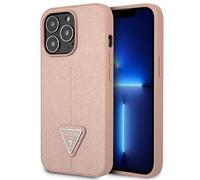 Custodia Guess Saffiano per iPhone 14 Pro con logo rosa