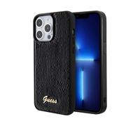 Custodia Guess Sequin Script in metallo nero - iPhone 15 Pro