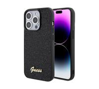 Custodia Guess Sequin Script in metallo nero - iPhone 15 Pro