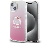 Custodia Hello Kitty iPhone 15 rigida rosa IML sfumata galvanica