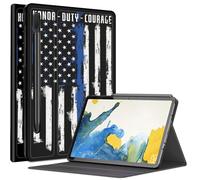 Custodia Honor Duty con bandiera americana per Samsung Galaxy Tab S8 (2022) / Galaxy Tab S7 (2020) 11 pollici, custodia con angoli di visualizzazione multipli con supporto per penna S Auto Sleep/Wake