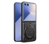 Custodia ibrida ad anello per Samsung Galaxy Z Fold7 5G, texture CD, in TPU/PC, colore nero