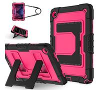 Custodia ibrida in silicone per Samsung Galaxy Tab A11 Plus, grande supporto e tracolla, rosa