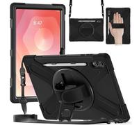 Custodia ibrida per Samsung Galaxy Tab S11 Ultra Supporto & Tracolla Nero