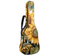 Custodia imbottita per chitarra acustica con margherite gialle acquerelli, custodia protettiva per basso elettrico e chitarra classica, Multicolore 04, 42.9x16.9x4.7 in, Zaino casual