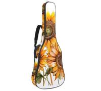 Custodia imbottita per chitarra acustica con margherite gialle acquerelli, custodia protettiva per basso elettrico e chitarra classica, Multicolore 02, 42.9x16.9x4.7 in, Zaino casual