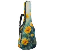 Custodia imbottita per chitarra acustica con margherite gialle acquerelli, custodia protettiva per basso elettrico e chitarra classica, Multicolore 01, 42.9x16.9x4.7 in, Zaino casual