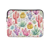 Custodia imbottita per computer con cactus acquerello beige con design | Custodia per notebook con controllo della vestibilità per tutto il dispositivo, cerniera superiore liscia e ammortizzazione