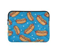Custodia imbottita per computer portatile con cibo cartone animato blu | Custodia per il trasporto dello zaino, profilo 2 cm, imbottitura in cotone perlato