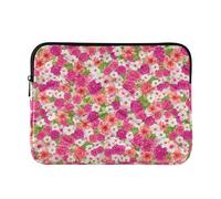 Custodia imbottita per computer portatile con fiori bianchi e rosa vibrante, accessori per computer da lavoro, estetica, da viaggio, per computer da 13 pollici, universale, media