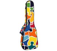 Custodia imbottita per ukulele da 58,4 cm, con puzzle colorati, custodia per il trasporto e manico spesso, Multicolore 01, 25.9x9x3.1in/66x23x8cm, Organizer per borse