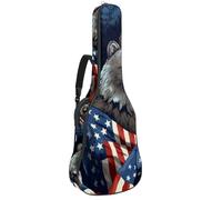 Custodia impermeabile per chitarra acustica con tasche e fodera protettiva, adatta per chitarre da 40/41/42 pollici, animali della bandiera americana, Multicolore, 42.9x16.9x4.7 in, Borsa per chitarra