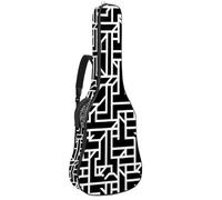 Custodia impermeabile per chitarra acustica con tasche, fodera protettiva, adatta per chitarre da 40/41/42 pollici, motivo geometrico quadrato, Multicolore, 42.9x16.9x4.7 in, Borsa per chitarra