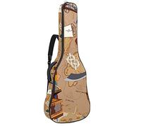Custodia impermeabile per chitarra con cerniera morbida per basso chitarra acustica e classica folk chitarra elettrica mappa del tesoro vecchio