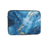 Custodia impermeabile per computer portatile da 13", compatibile con MacBook Chromebook da 12-13", stampa con liquido effetto marmo blu