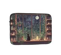 Custodia impermeabile per computer portatile da 13 pollici, compatibile con MacBook Chromebook da 12-13 pollici, gatto sul davanzale notturno