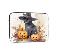 Custodia impermeabile per computer portatile da 15 pollici, compatibile con MacBook Chromebook da 14-15 pollici, motivo zucca, piccolo gatto