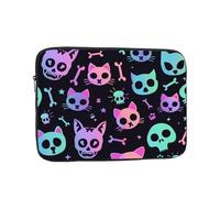 Custodia impermeabile per computer portatile da 15 pollici, compatibile con MacBook Chromebook da 14-15 pollici, gatto scheletro di Halloween