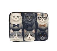 Custodia impermeabile per computer portatile da 15 pollici, compatibile con MacBook Chromebook da 14-15 pollici, motivo gatto con papillon