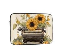 Custodia impermeabile per computer portatile da 17 pollici, compatibile con MacBook Chromebook da 15,6", 16", 17", macchina da scrivere retrò, girasole