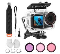 Custodia impermeabile per DJI Osmo Action 5 Pro/4/3, custodia protettiva subacquea a 60 m con set di 3 filtri colorati, impugnatura galleggiante e antinebbia, accessori per immersioni