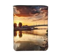 Custodia impermeabile per libri con cerniera e tasca frontale | 11.8x9 Pollice Del Sacchetto Del Libro Della Protezione Ponte Tramonto Fiume Paesaggio Lavabile Sacchetto Regalo Per Le Donne